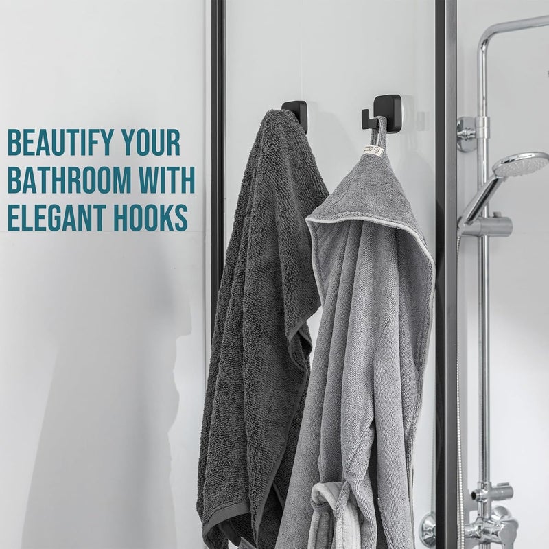 Taili Thickened 304 Stainless Steel Bathroom Suction Hook for Towel, Loofah, Bathrobe, Patented Strong Suction Cup Holder, Damage-Free Hanging Glass Shower Wall Hook, Hold Up to 11 Lbs, 2 Pack, Black - Image 4